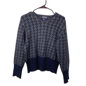 Vintage‎ Newton Trading Wool Angora Argyle Sweater M Petite Preppy Heritage